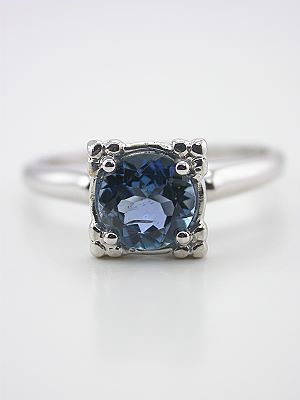 Aquamarine Solitaire Engagement Ring