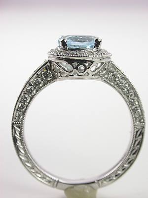 Vintage Style Aquamarine Engagement Ring