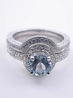 Vintage Style Aquamarine Engagement Ring
