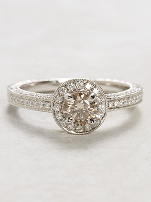 Vintage Style Champagne Diamond Engagement Ring