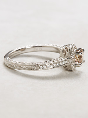 Vintage Style Champagne Diamond Engagement Ring