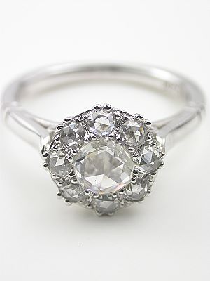 Edwardian Style Rose Cut Diamond Engagement Ring