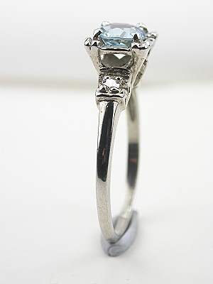 Vintage Aqumarine Engagement Ring with Illusion Setting