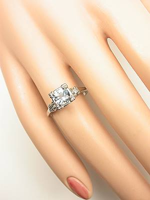 Vintage Aqumarine Engagement Ring with Illusion Setting
