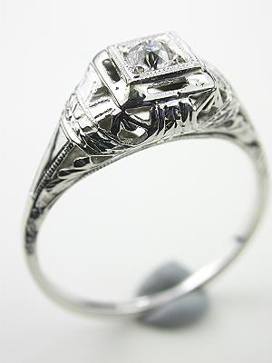 Art Deco Old European Cut Diamond Engagement Ring 