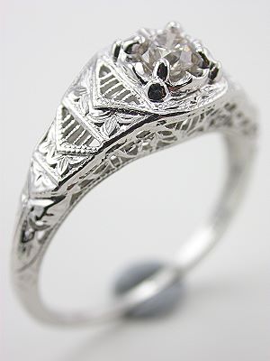 Old European Cut Diamond Engagment Ring with Filigree