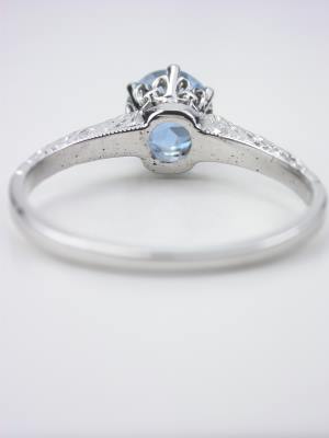 Vintage Aquamarine Engagement Ring with Floral Motif