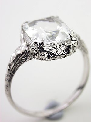 Floral and Filigree Antique Engagement Ring