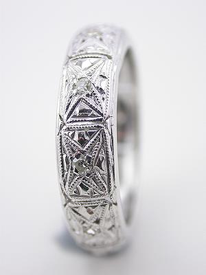 Art Deco Filigree and Diamond Eternity Band