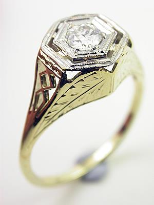 Art Deco Two Toned Diamond Engagement Ring