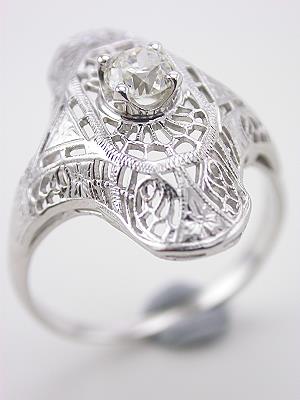 Antique Filigree and Diamond Dinner Ring