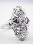 Art Deco Antique Filigree Ring with Sapphires