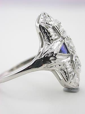 Art Deco Antique Filigree Ring with Sapphires