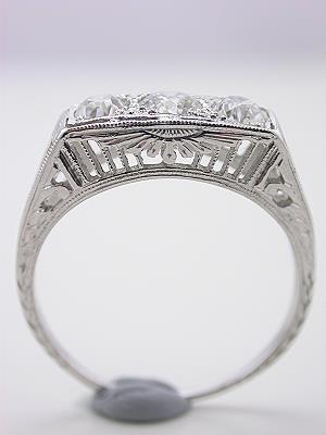 Three Stone Antique Filigree Ring