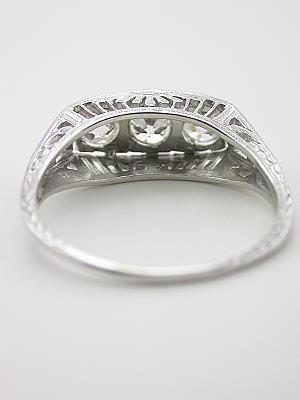 Three Stone Antique Filigree Ring