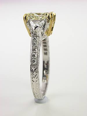 Engagement Ring with Radiant Cut Yellow Diamond