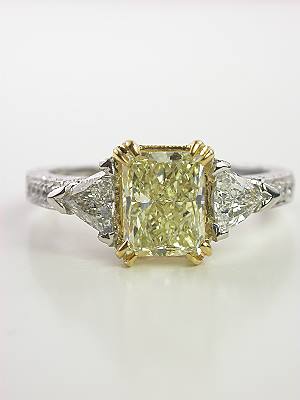 Engagement Ring with Radiant Cut Yellow Diamond