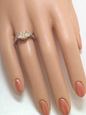 Engagement Ring with Radiant Cut Yellow Diamond