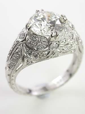 Edwardian Style Filigree Diamond Engagement Ring