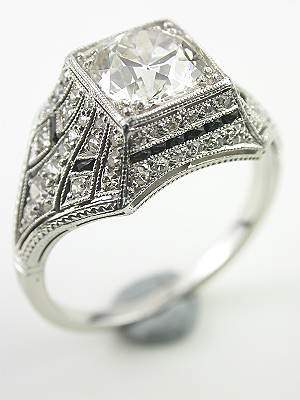 Art Deco Ring with an Old European Cut Diamond