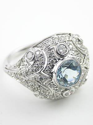 Antique Filigree Aquamarine Engagement Ring