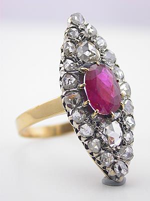 Edwardian 18ct Gold, Ruby & Rose Diamond Cluster Ring (742P) | The Antique  Jewellery Company