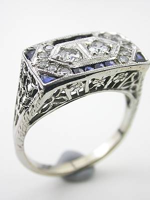 Floral and Filigree Art Deco Antique Engagement Ring