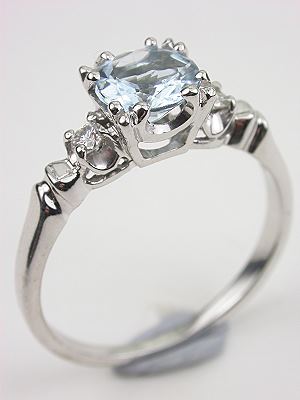  1945 Aquamarine and Diamond Engagement Ring