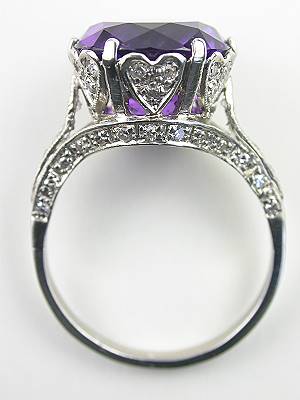 Antique Amethyst Engagement Ring with Heart Motif