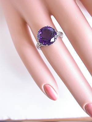 Antique Amethyst Engagement Ring with Heart Motif