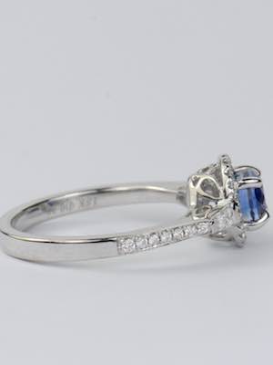 Sapphire Engagement Ring with Diamond Halo