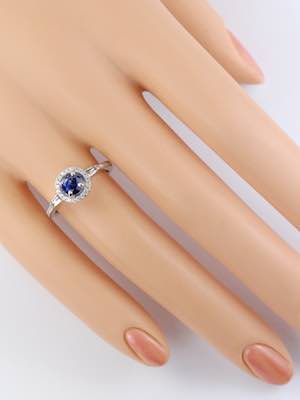 Sapphire Engagement Ring with Diamond Halo