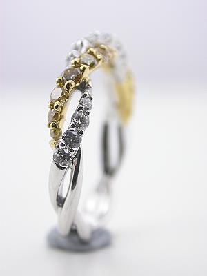 Swirling Wedding Band with Fancy Yellow Diamonds