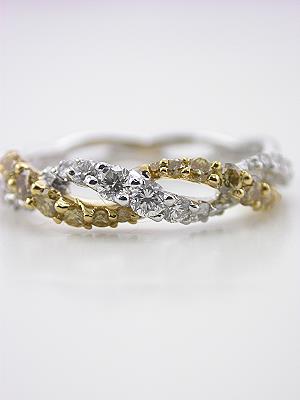 Swirling Wedding Band with Fancy Yellow Diamonds