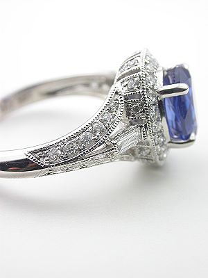 Oval Sapphire Engagement Ring with Diamond Baguettes