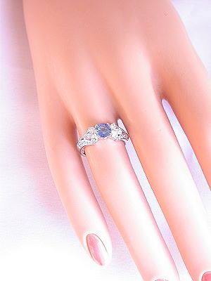 Sapphire Engagement Ring with Pear Shaped Diamonds