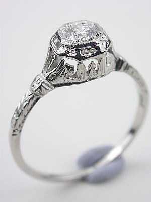 Late Edwardian Antique Filigree Engagement Ring