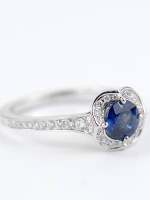 Sapphire Engagement Ring with Ribbon Motif