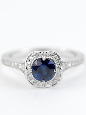 Sapphire Engagement Ring with Ribbon Motif