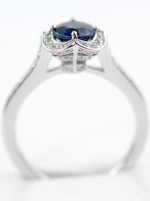 Sapphire Engagement Ring with Ribbon Motif