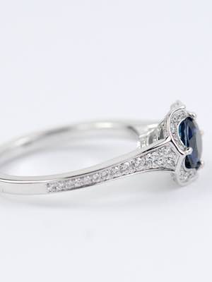 Sapphire Engagement Ring with Ribbon Motif