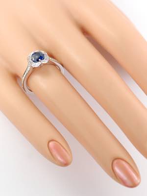 Sapphire Engagement Ring with Ribbon Motif