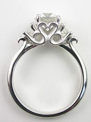 Heart and Scroll Motif Diamond Engagement Ring