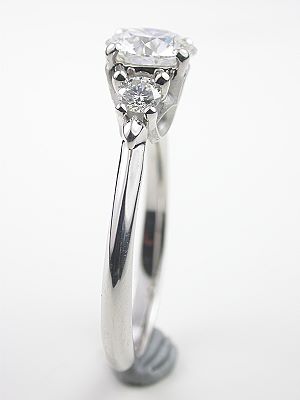 Heart and Scroll Motif Diamond Engagement Ring