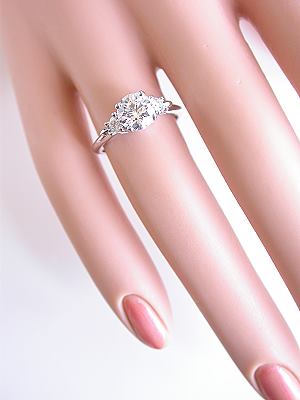 Heart and Scroll Motif Diamond Engagement Ring