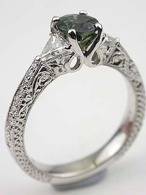 Green Sapphire Engagement Ring