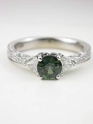 Green Sapphire Engagement Ring