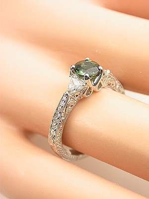 Green Sapphire Engagement Ring