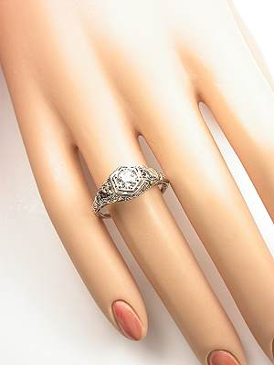 Edwardian Antique Engagement Ring with Bird Motif