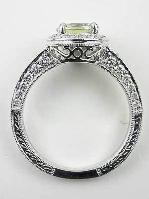 Antique Style Green Sapphire Engagement Ring